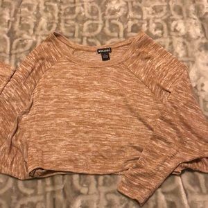 Heathered Brown Long Sleeved Cropped Top